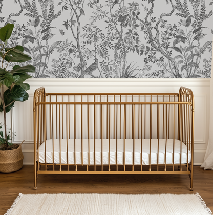 Monochrome Floral Mural Wallpaper