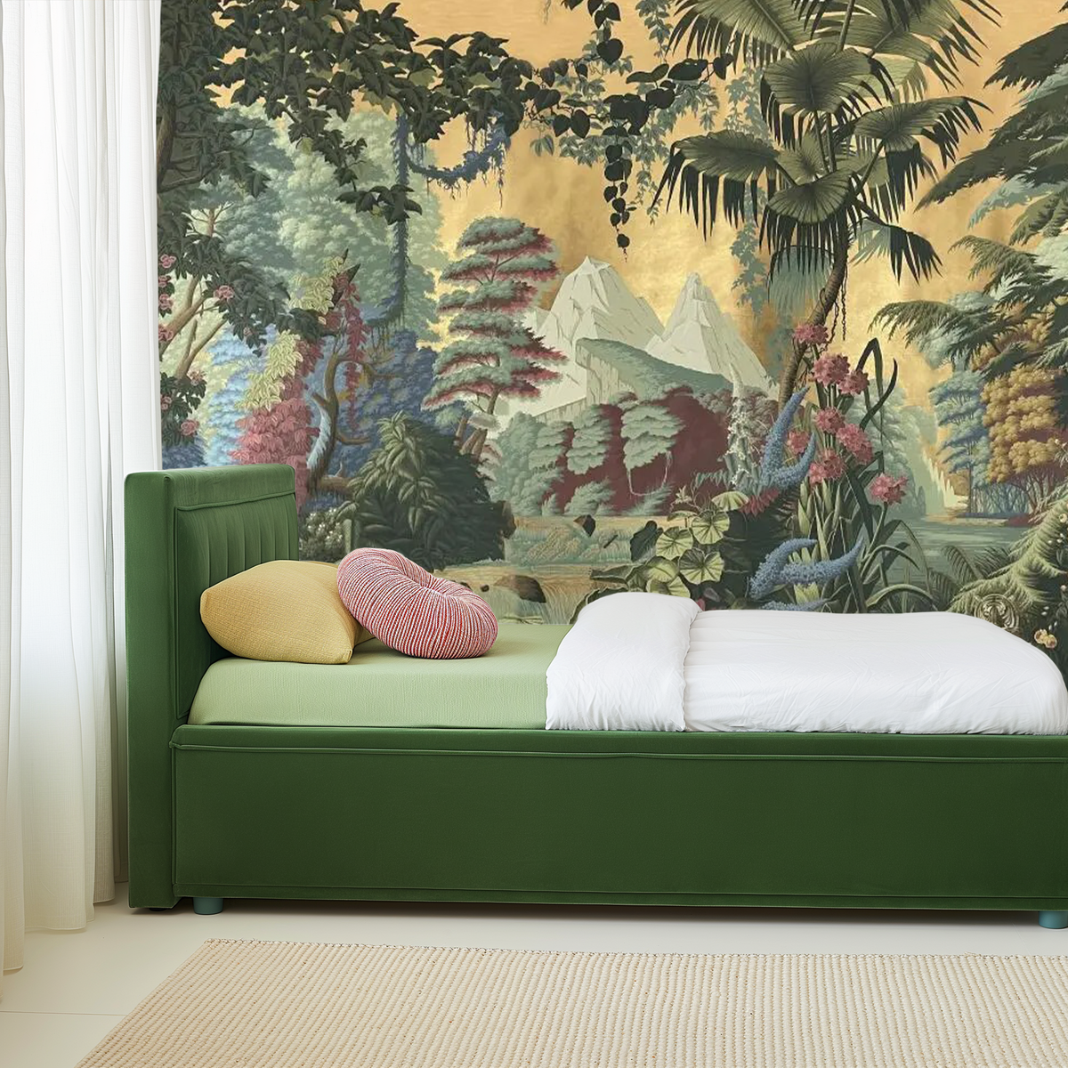 Yellow jungle paradise mural wallpaper – design detail