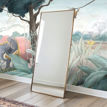 Harmonious Elephant and Monkey Friends Mural Wallpaper