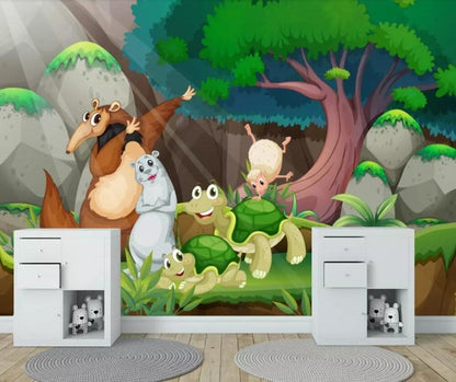 Cartoon Fairytale Forest Mural Wallpaper