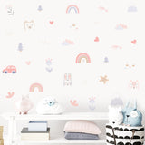 Rainbow animals and stars nursery wall decals – design detail