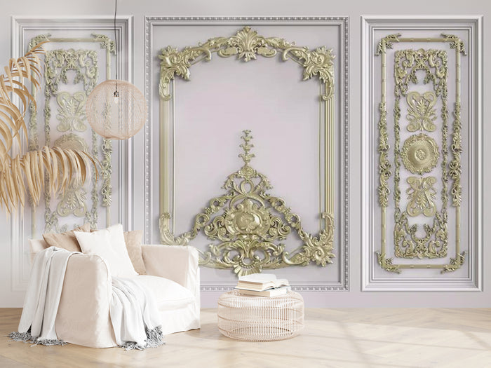 White and gold luxurious emperor mural wallpaper