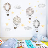 Hot air balloon and clouds nursery wall decals