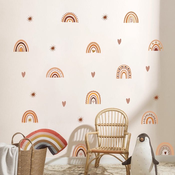 Boho rainbows, hearts and stars nursery wall stickers
