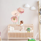 Pink poppy floral wall sticker decals – design detail