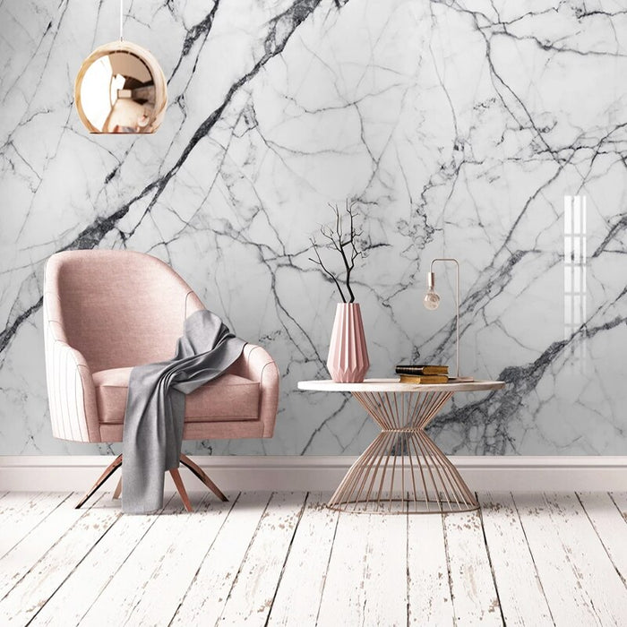 Black and white marble mural wallpaper
