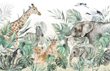Safari animals nursery mural wallpaper – design detail