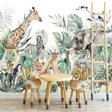 Safari animals nursery mural wallpaper – design detail