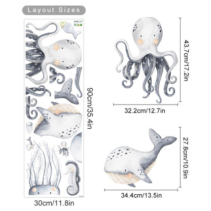 Cartoon dolphin ocean animals nursery wall stickers – design detail