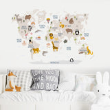 Large world map nursery wall decal – design detail
