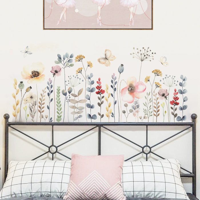 Floral butterfly watercolour wall art decal