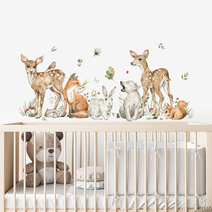 Woodland forest animals nursery wall stickers – design detail