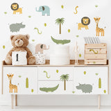 Watercolour safari animals nursery wall stickers