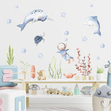 Ocean animals unisex nursery wall decals – design detail