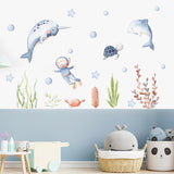 Ocean animals unisex nursery wall decals – design detail