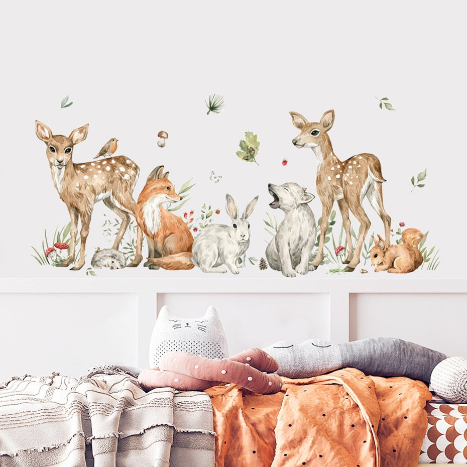 Woodland forest animals nursery wall stickers – design detail