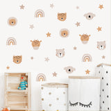 Boho rainbow and zoo animals nursery wall decals – design detail