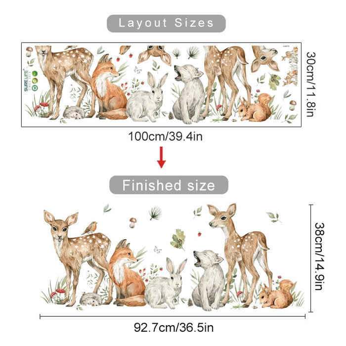 Woodland forest animals nursery wall stickers – design detail