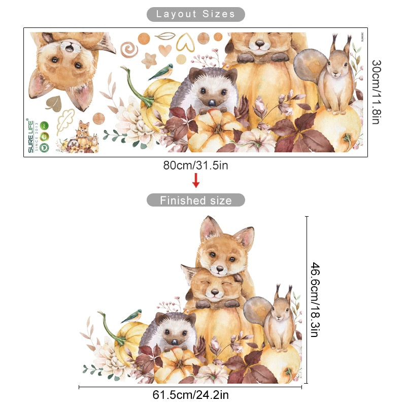 Boho woodland animals nursery wall stickers – design detail