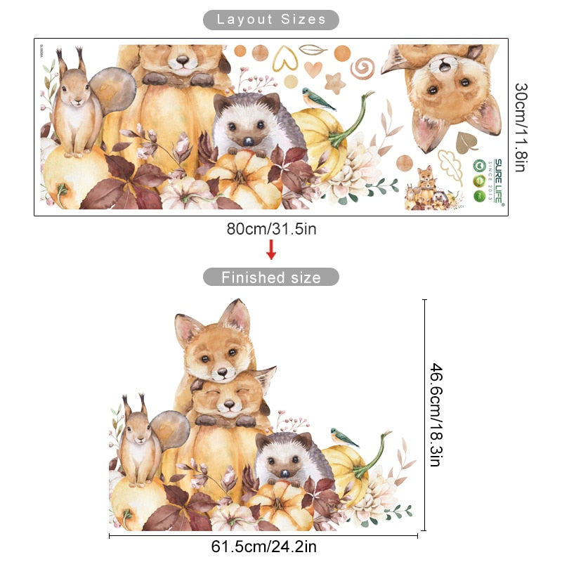 Boho woodland animals nursery wall stickers – design detail