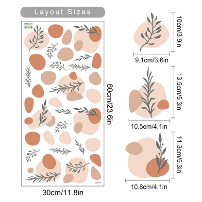 Boho beige leaves and plants nursery wall decals – design detail