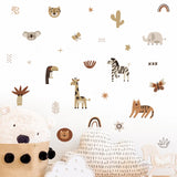 Boho beige safari animals nursery wall stickers – design detail