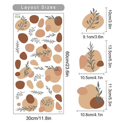 Boho beige leaves and plants nursery wall decals – design detail