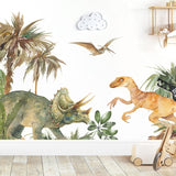 Triceratops dinosaur park boys' room wall decals – design detail