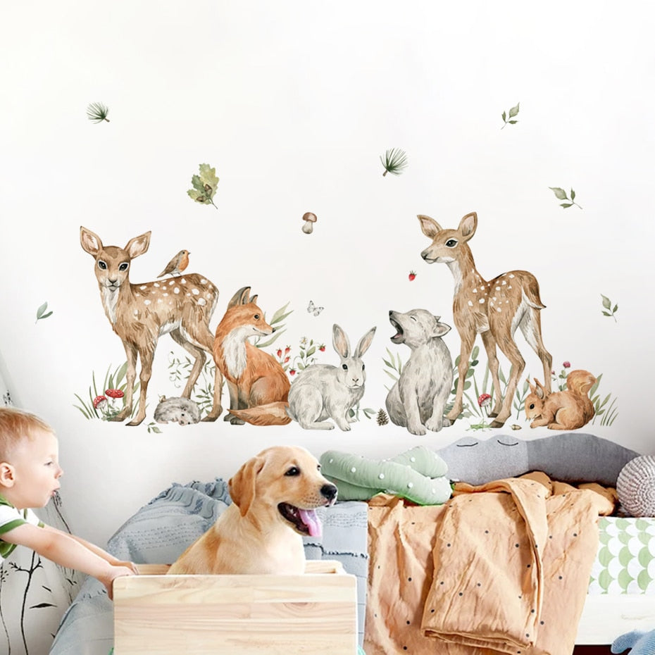 Woodland forest animals nursery wall stickers – design detail