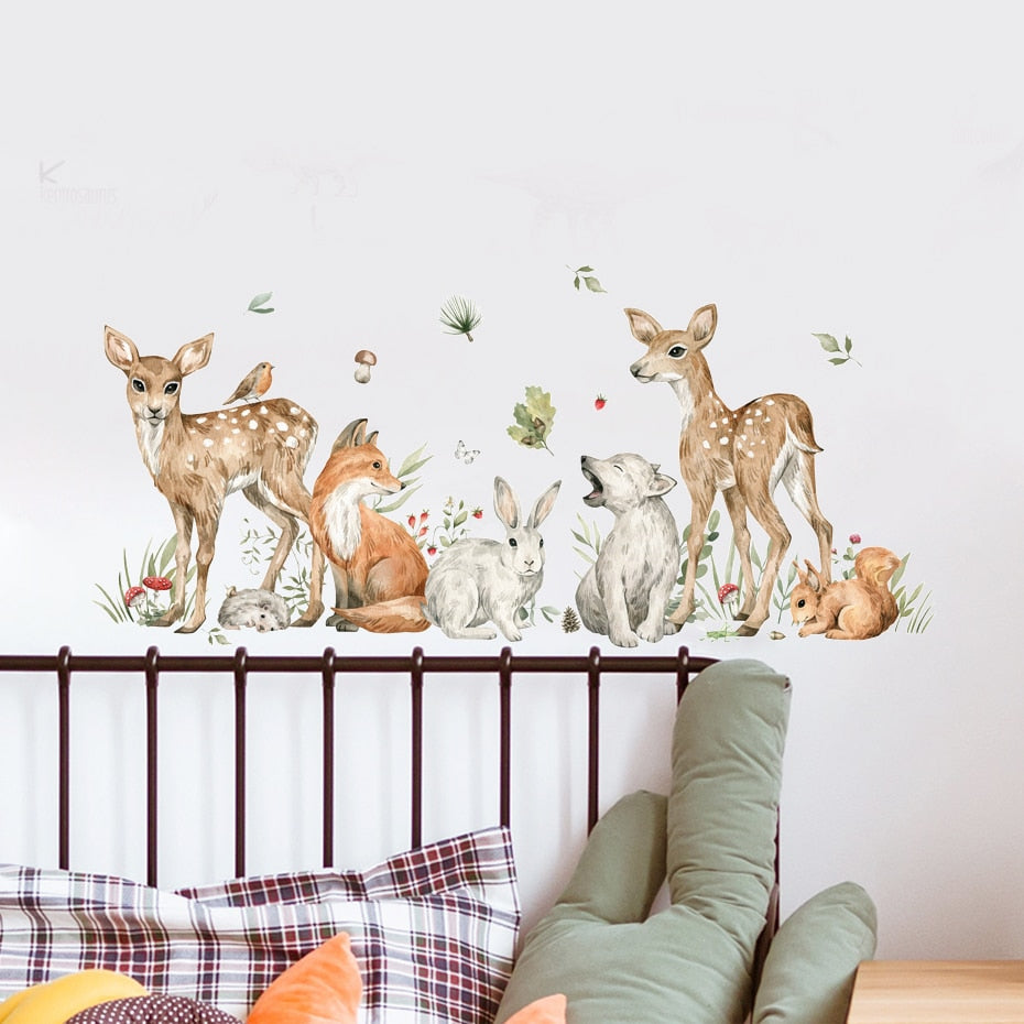 Woodland forest animals nursery wall stickers – design detail