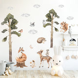 Woodland deer and fox tree nursery wall stickers – design detail