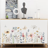 Floral butterfly watercolour wall art decal – design detail