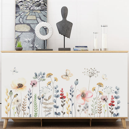 Floral butterfly watercolour wall art decal – design detail