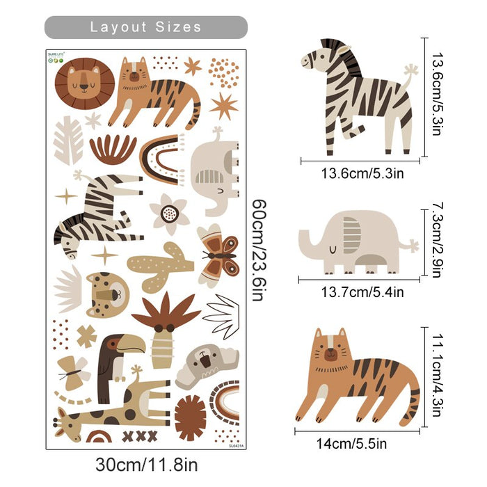 Boho beige safari animals nursery wall stickers – design detail