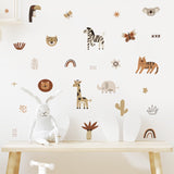 Boho beige safari animals nursery wall stickers – design detail