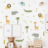 Watercolour safari animals nursery wall stickers – design detail