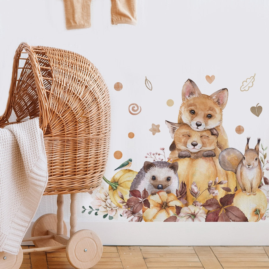 Boho woodland animals nursery wall stickers – design detail