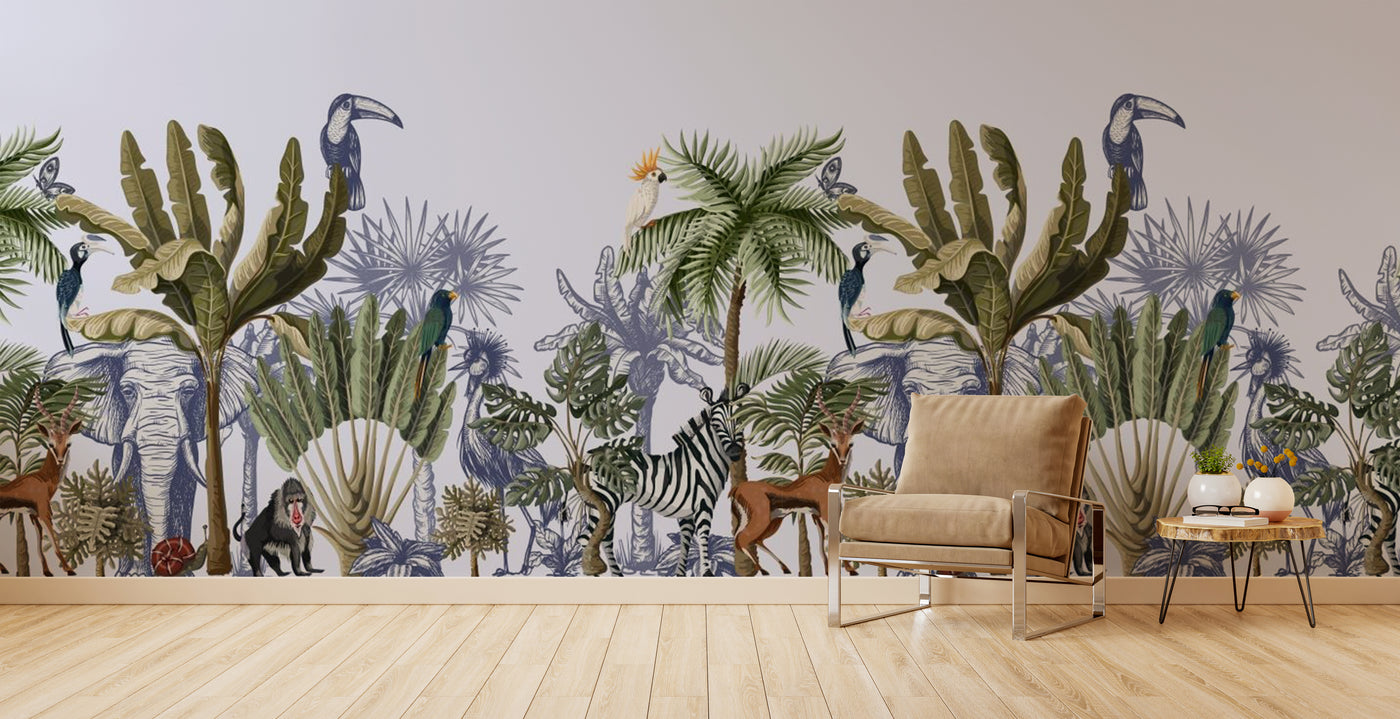 Preying jungle paradise tropical mural wallpaper