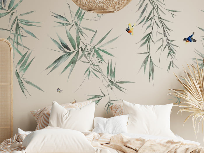 Hummingbirds and butterflies wildlife mural wallpaper