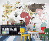 Children's map of the world mural wallpaper – design detail