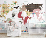 Children's map of the world mural wallpaper – design detail