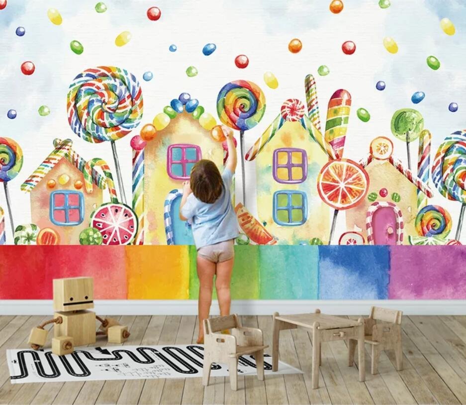 Candyland sweet themed mural wallpaper – design detail
