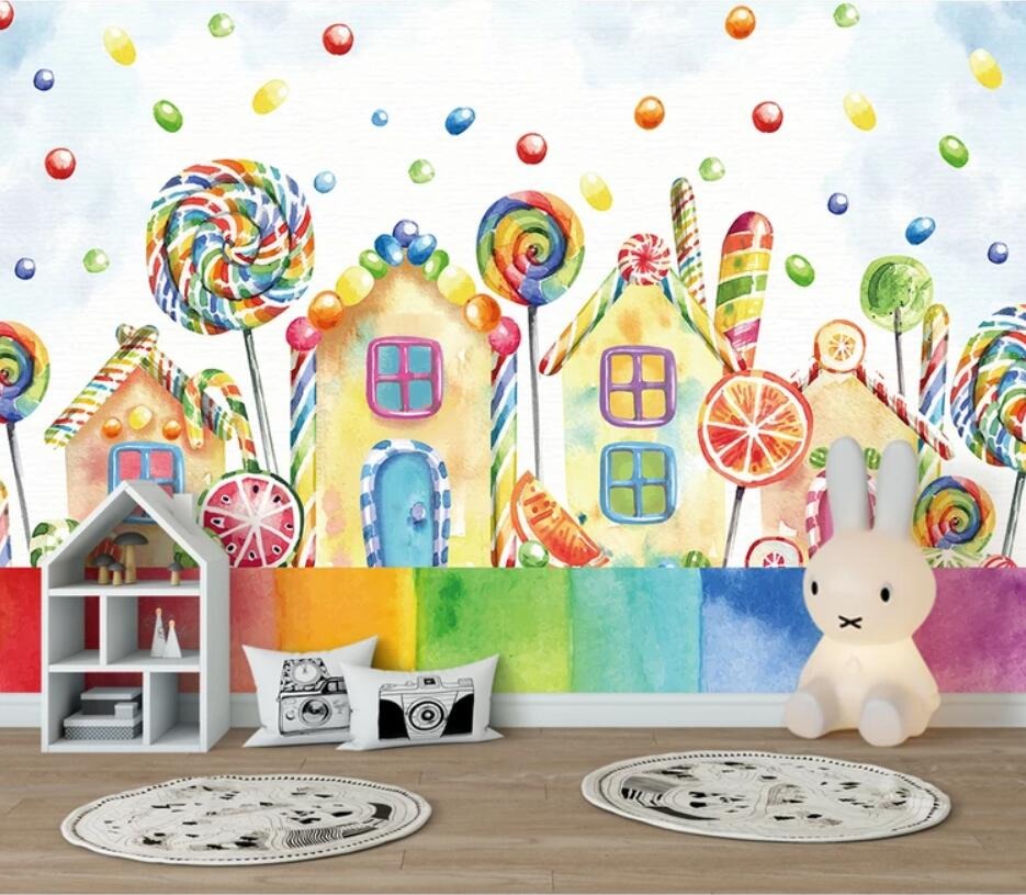 Candyland sweet themed mural wallpaper – design detail