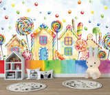 Candyland sweet themed mural wallpaper – design detail