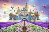 Pink princess fairyland castle girls' mural wallpaper – design detail