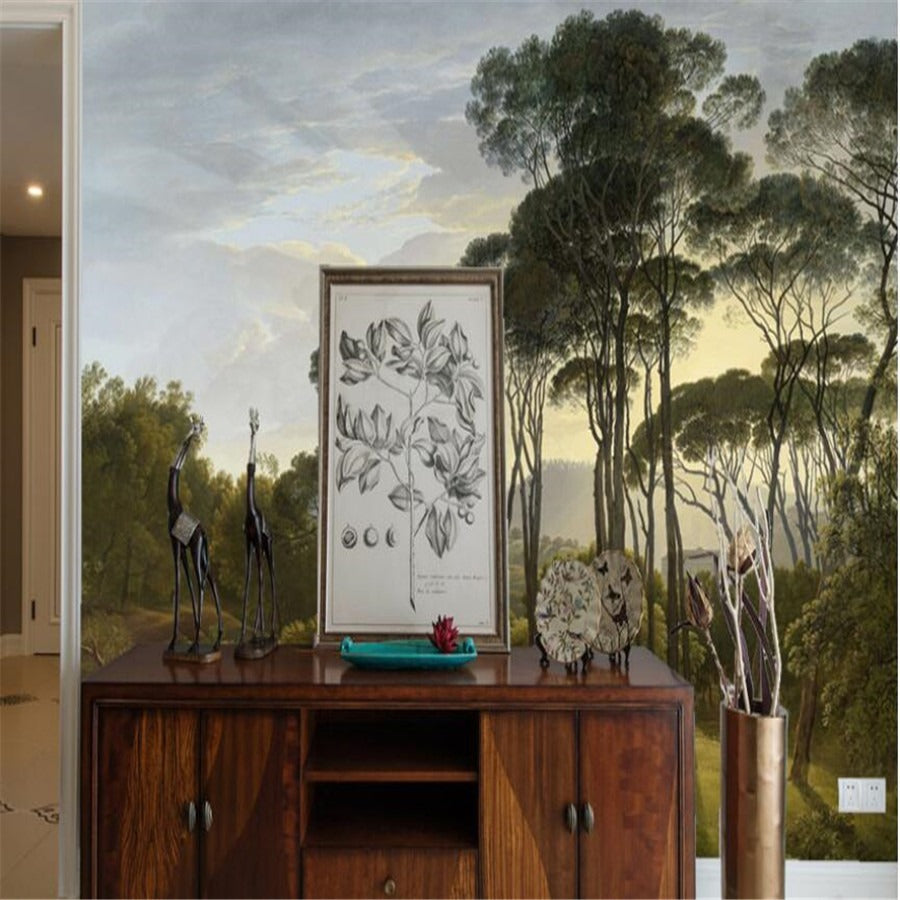 Landscape rainforest bedroom mural wallpaper – design detail