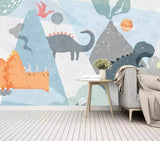 Dinosaurs and volcanoes mural wallpaper for a boys' bedroom