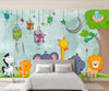 Cartoon Zoo Animals Children's Mural Wallpaper