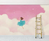 Pink and blue ballet dancer mural wallpaper – design detail