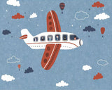 Cartoon flying animals aeroplane mural wallpaper – design detail